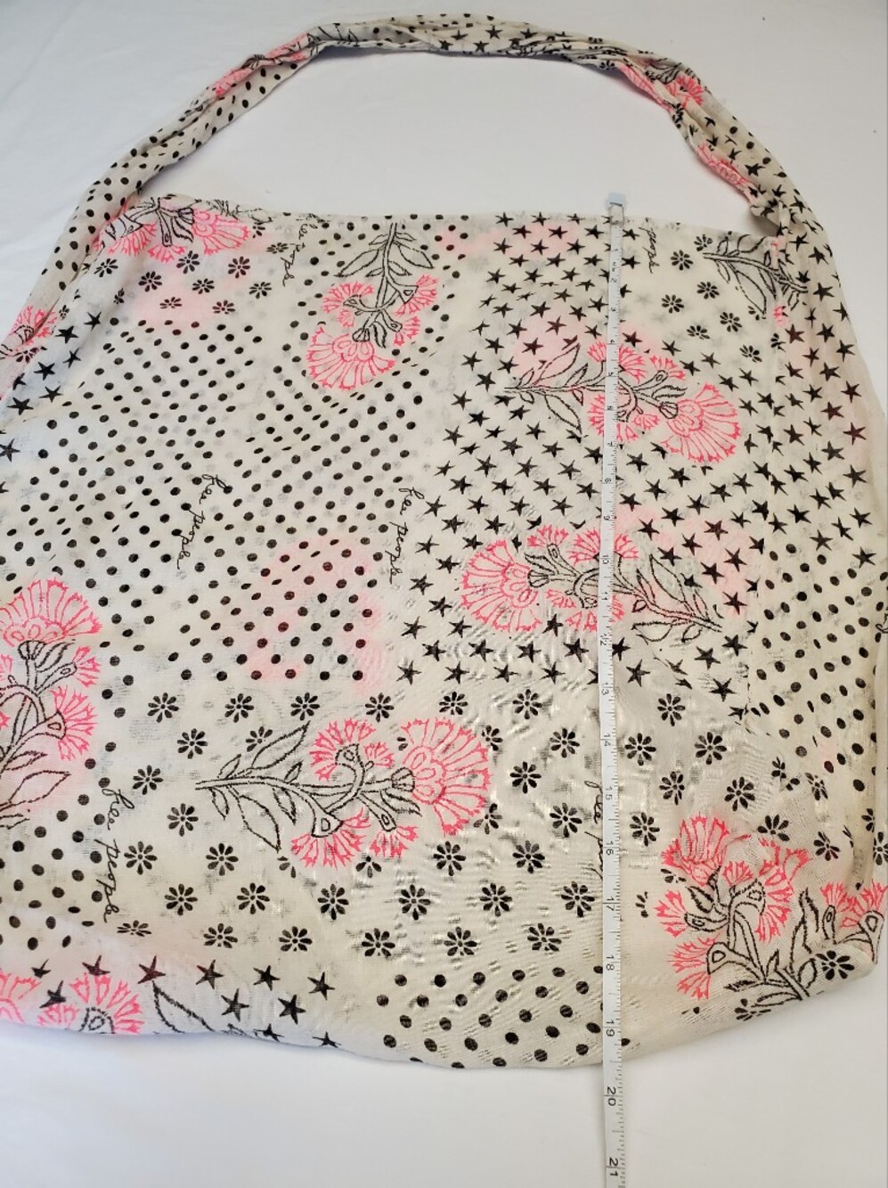 Free People Crossbody Bag Cream Star Floral Print Cotton Boho Sling - Picture 3 of 5